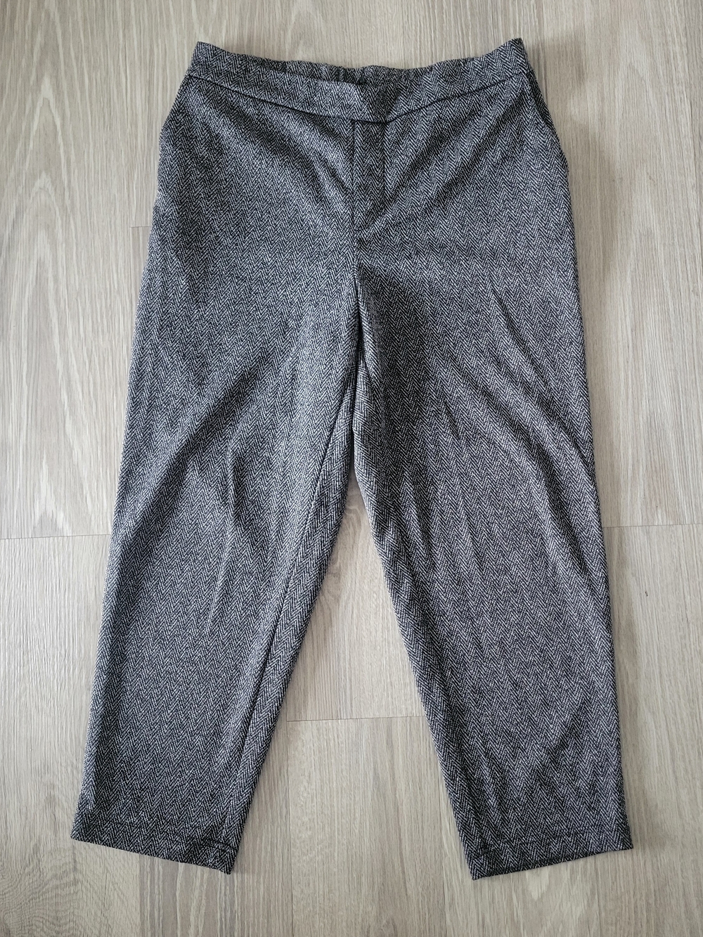 Banana Republic Hayden Tapered Pant Gray Herringbone Women's Trousers Size 8P